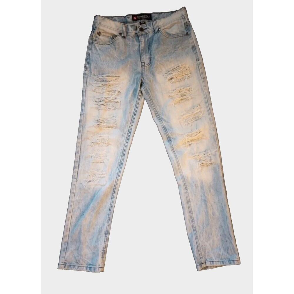 South Pole Men's Distressed Acid Wash Jeans Sz 32/32 Slim Straight Leg‎